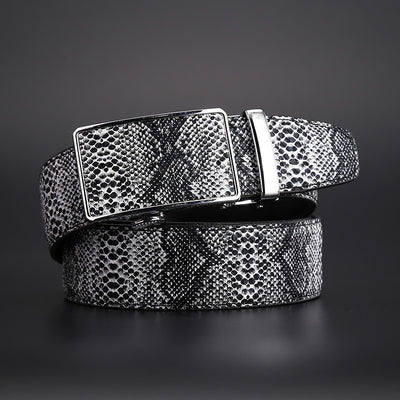 Cinturón de Cuero de Serpiente con Hebilla Automática para Hombre - Image 9