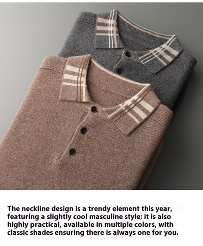 Suéter Polo Cuello Solapa Multicolor Tejido Cashmere Holgado - Image 11