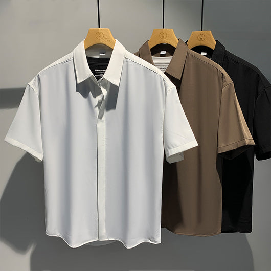 Camisa de Seda de Hielo sin Planchado para Hombre