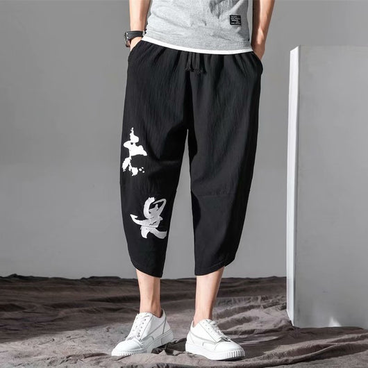 Pantalones Cropped Holgados Talla Grande Estilo Japonés para Hombre - Image 5