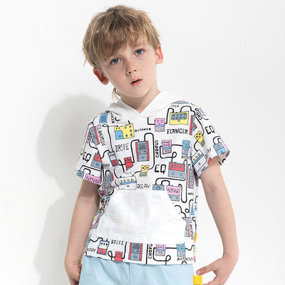 Playera Infantil Manga Corta con Capucha y Estampado Animado - Image 13