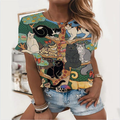 Blusa Casual con Estampado Animal Cuello V Manga Corta Personalizable - Image 9