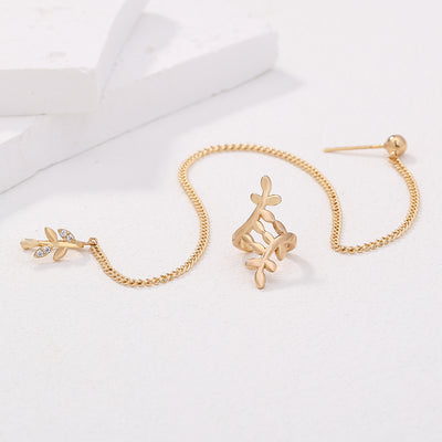 Conjunto de Joyas Danzantes Indias - Anillo Nasal, Aros y Cadena con Diseño de Hoja - Image 12