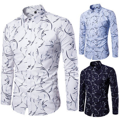 Camisa Estampada Manga Larga Slim Fit para Hombre - Image 4