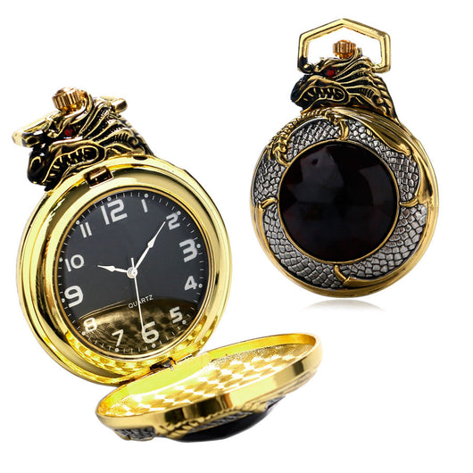 Reloj de Bolsillo Dragón Dorado Vintage - Image 2