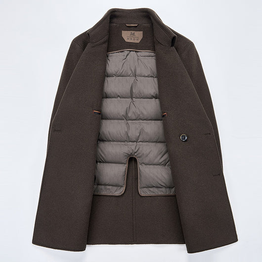 Abrigo de Lana Reversible para Hombre - Cuello de Traje Medio Largo - Image 27