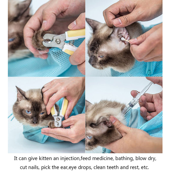 Adjustable Cat Grooming Bag - Multifunctional Mesh for Bathing and Nail Trimming