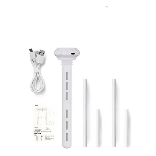 White USB humidifier with a long body, flat top, two cotton swabs, and an instruction manual on a white background. - Image 6