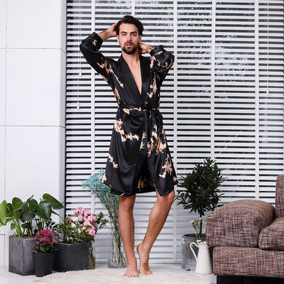 Pijama Largo de Seda Simulada para Hombre - Image 17