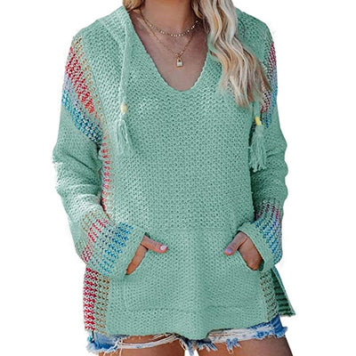 Sudadera Suelta con Capucha y Rayas de Colores - Image 5