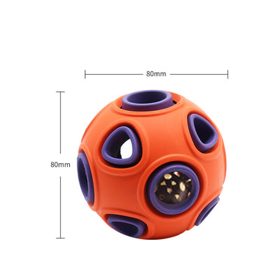 Blue and orange rubber dog toy ball with multiple holes, measuring 40mm in diameter. - Image 9