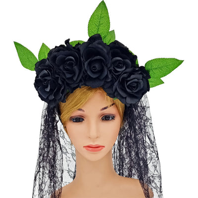 Diadema de Rosas Artificiales con Velo de Encaje - Image 13