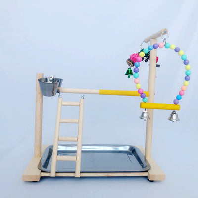 Parque Interactivo de Madera para Loros Pequeños y Medianos con Escalera, Columpio y Barra - Image 4