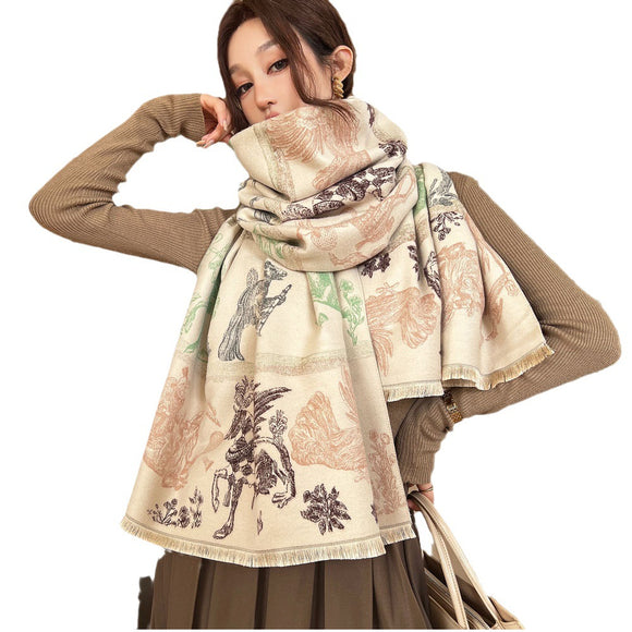 Bufanda Térmica Estampada Multiusos para Mujer - Abrigo Elegante Antifrío
