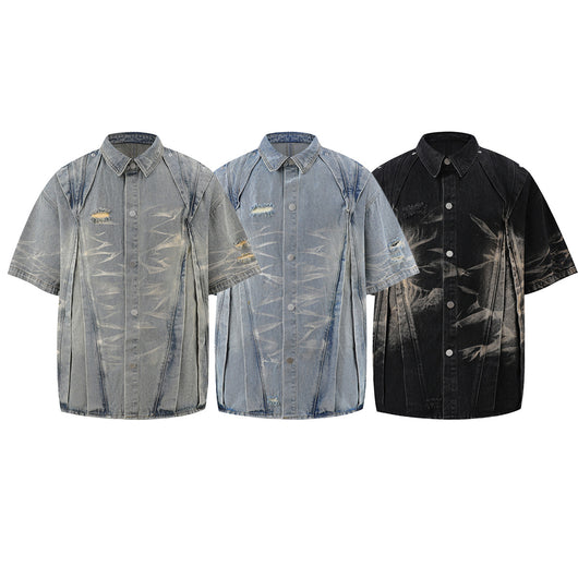 Conjunto de Camisa Vaquera Workwear Desgastada con Estilo Urbano - Image 28