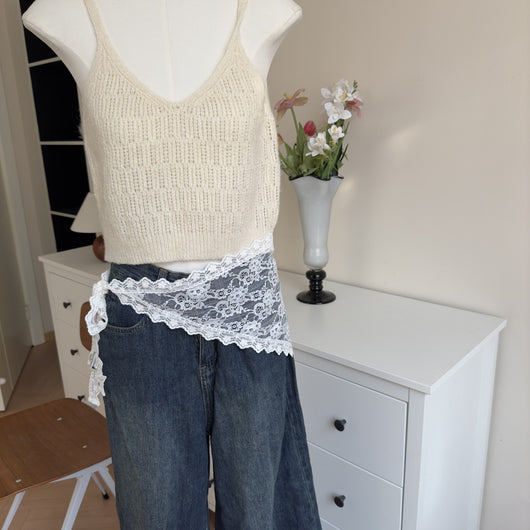 Delantal Decorativo con Pañuelo de Encaje Patchwork Estilo Coreano - Image 15