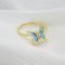 Fashion Sweet Little Ring Wild Flower Ring B Azul butterfly Adjustable opening 1PCS