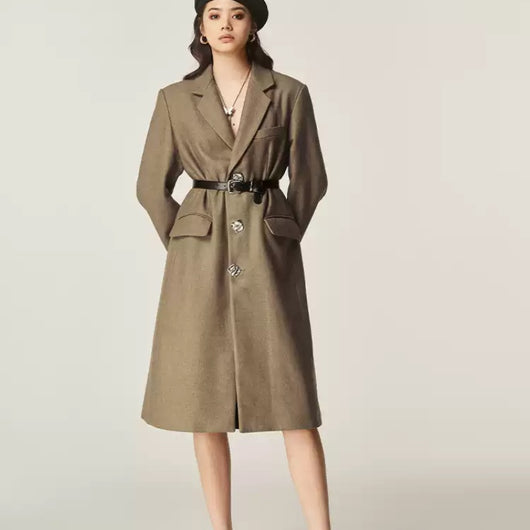 Abrigo Clásico Retro Marrón para Otoño e Invierno - Image 11