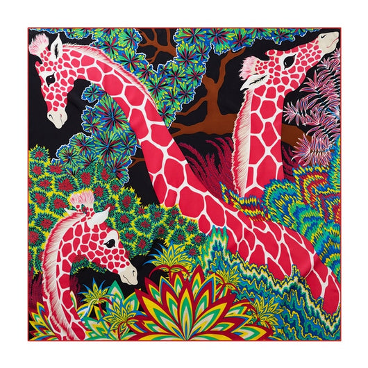 Pañuelo Cuadrado de Seda Twill Jirafa 90cm Enrollado a Mano para Mujer - Image 13