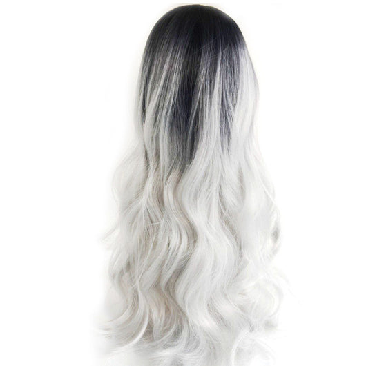 Peluca Larga Rizada Gris Plata - Efecto Natural Cosplay - Image 6