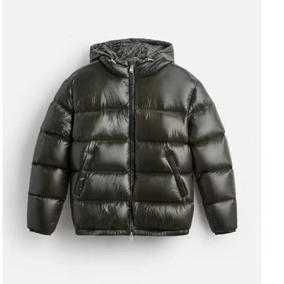 Chaqueta Negra de Algodón con Capucha - Estilo Casual - Image 3