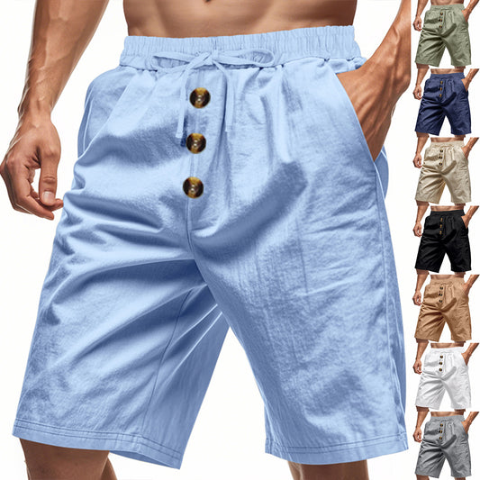 Shorts de Lino Sueltos para Hombre - Estilo Playa Casual Lavado