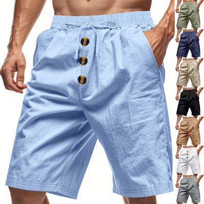 Shorts de Lino Sueltos para Hombre - Estilo Playa Casual Lavado