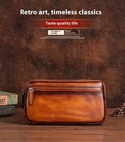 Billetera Vertical de Cuero Genuino Primera Capa Diseño Cuadrado para Hombre - Image 9