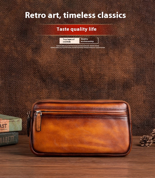 Billetera Vertical de Cuero Genuino Primera Capa Diseño Cuadrado para Hombre - Image 9
