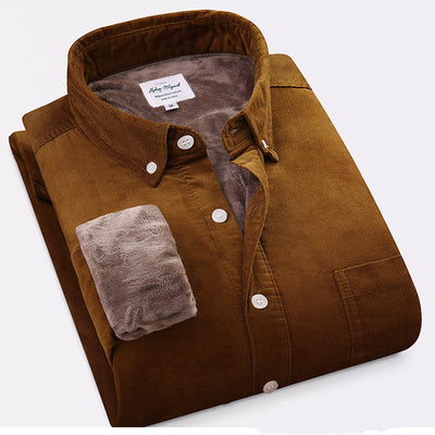 Camisa de Pana de Algodón Puro Cálida de Manga Larga para Hombre - Image 11