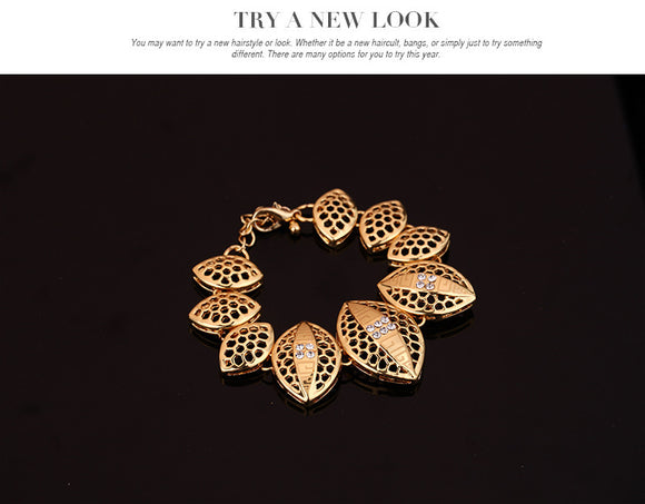 Juego de 4 Piezas de Joyería Hoja - Collar y Aretes Elegantes