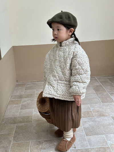 Abrigo Infantil Acolchado Floral con Forro Polar Grueso - Image 3