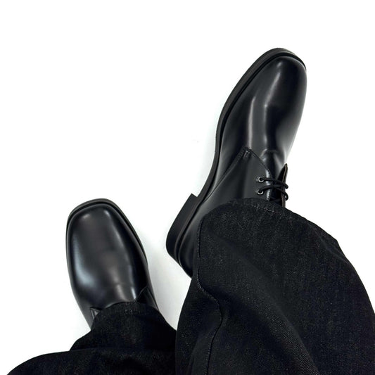 Zapatos de Vestir Cuadrados Estilo Británico Retro en Cuero Genuino