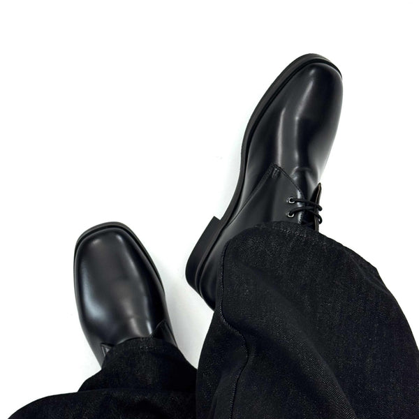 Zapatos de Vestir Cuadrados Estilo Británico Retro en Cuero Genuino