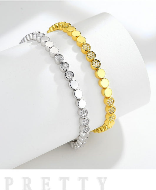 Pulsera de Moissanita Redonda Plateada en Oro - Diseño Burbuja Exclusivo para Mujer - Image 6