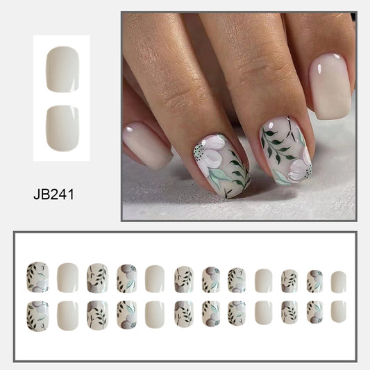 Calcomanías de Uñas con Flores y Hojas Verdes - Image 2