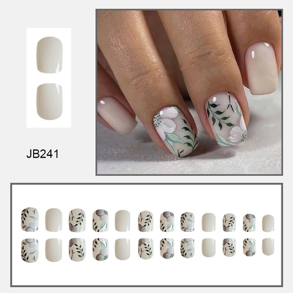 Calcomanías de Uñas con Flores y Hojas Verdes - Image 2