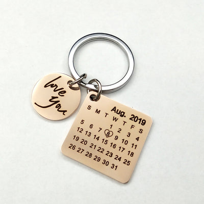 Llavero Calendario Personalizado Grabado a Mano Acero Inoxidable Regalo Pareja - Image 18