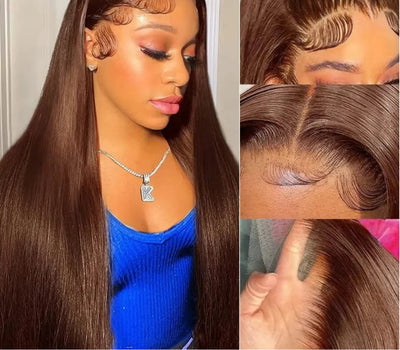 Peluca Frontal de Encaje para Mujer Cabello Liso Largo Estilo Europeo Americano - Image 7