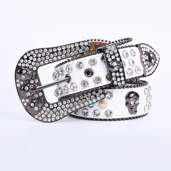 Cinturón con Calavera y Cristales Brillantes - Estilo Rockero