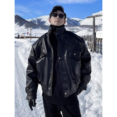 Abrigo de Cuero Piloto Forrado Térmico para Hombre - Talla Grande Invierno - Image 3