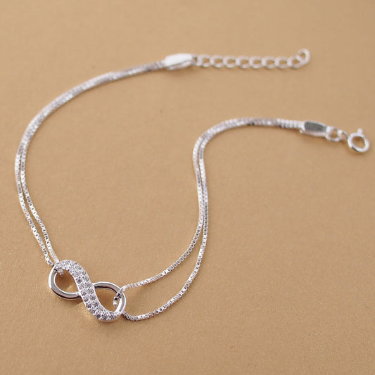 Pulsera de Plata Infinita con Suerte