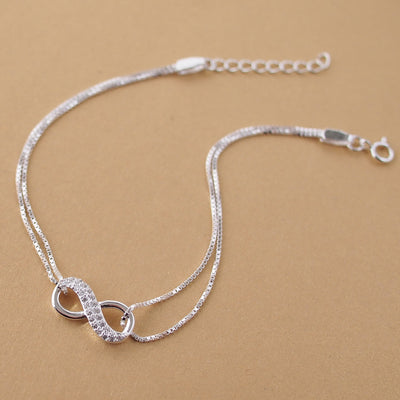 Pulsera de Plata Infinita con Suerte