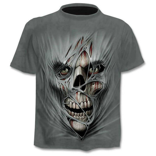 Playera Calavera Impresión 3D Digital Manga Corta Trendy - Image 11