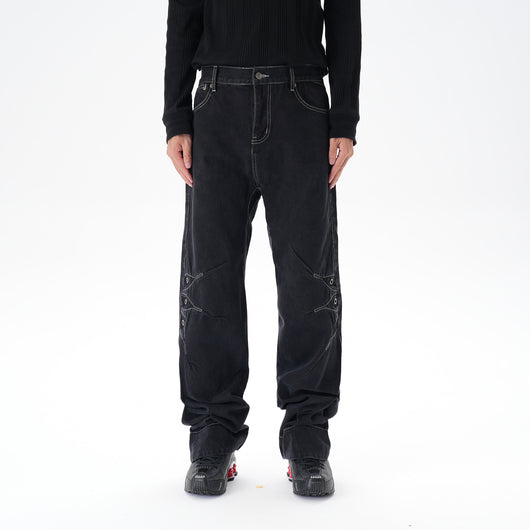 Jeans Sueltos Machete con Contraste de Color para Hombre - Image 8