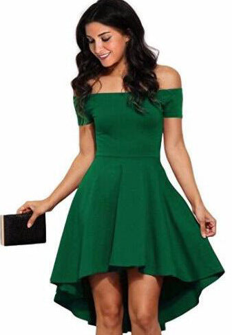 Vestido Asimétrico con Falda Volante y Manga Corta - Image 2