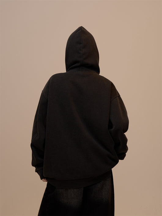 Sudadera Mujer con Capucha y Cierre - Estampado de Letras Negro - Image 16
