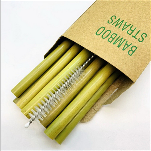Pajita de Bambú Verde y Amarillo Reutilizable - Image 5