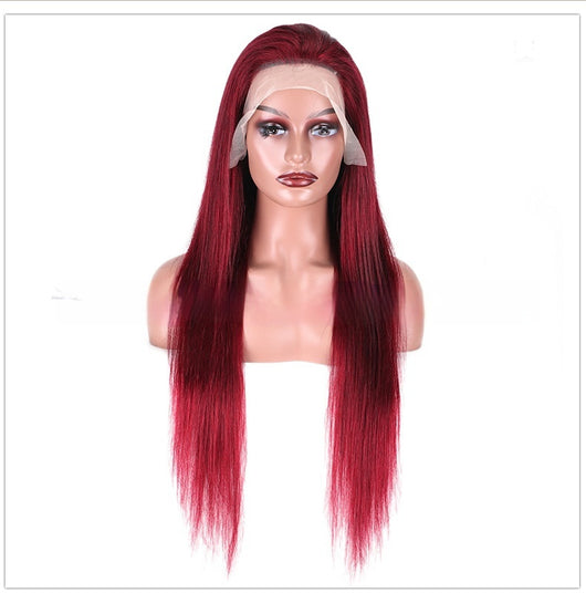 Peluca Larga Roja Cabello Humano con Encaje Frontal - Image 17