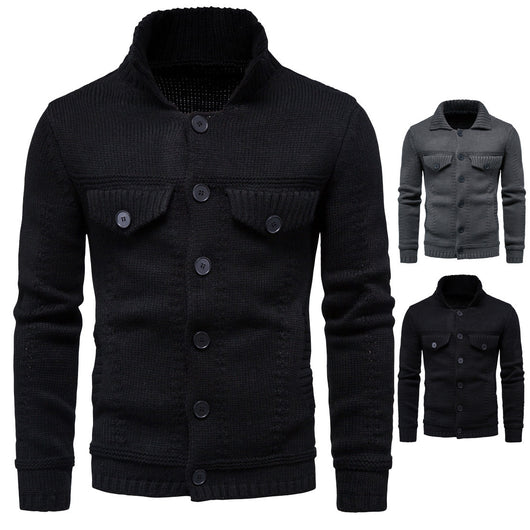 Cardigan Casual de Punto con Solapa para Hombre - Image 3